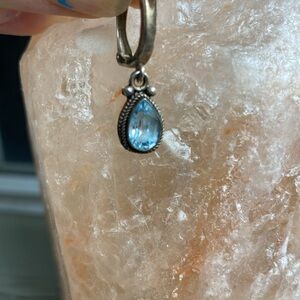 Sterling silver real Aquamarine stone earring